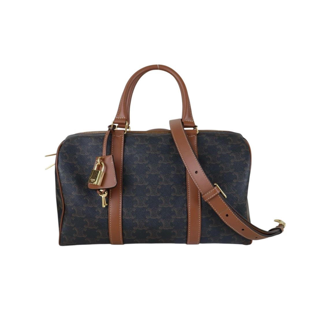 Include Entrupy Certificate of Authenticity｜Good ( Rank AB)｜ Celine Triomphe Boston Hand Bag Shoulder Bag｜S26090708