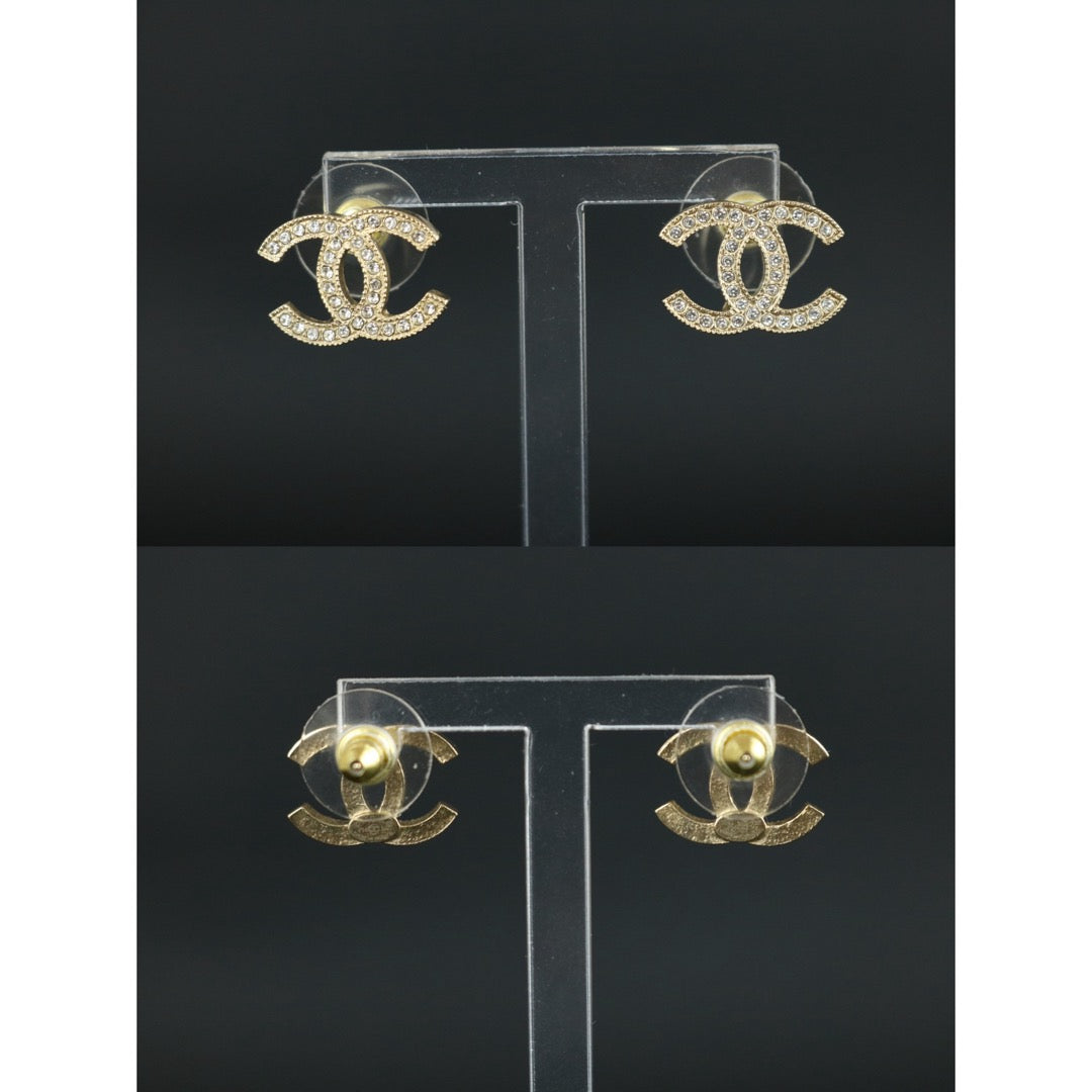 Very Good ( Rank A) ｜CHANEL COCO Mark Rhinestone Earrings Made In 2014Year｜S25121110