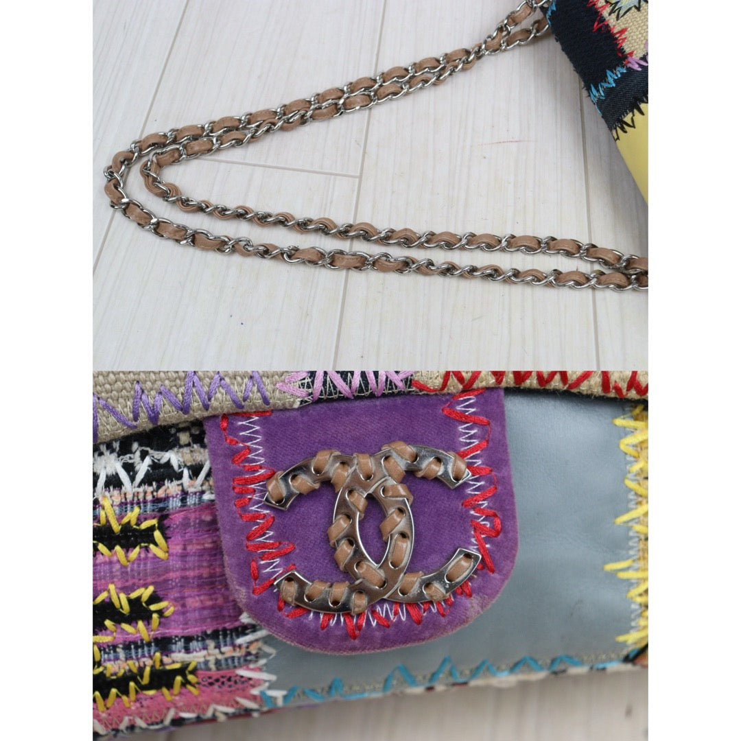 Good ( Rank AB)｜ CHANEL  Colorblock Patch Kit Single Flap Jumbo Shoulder Bag Made in 2008-2009 Year｜W25092201