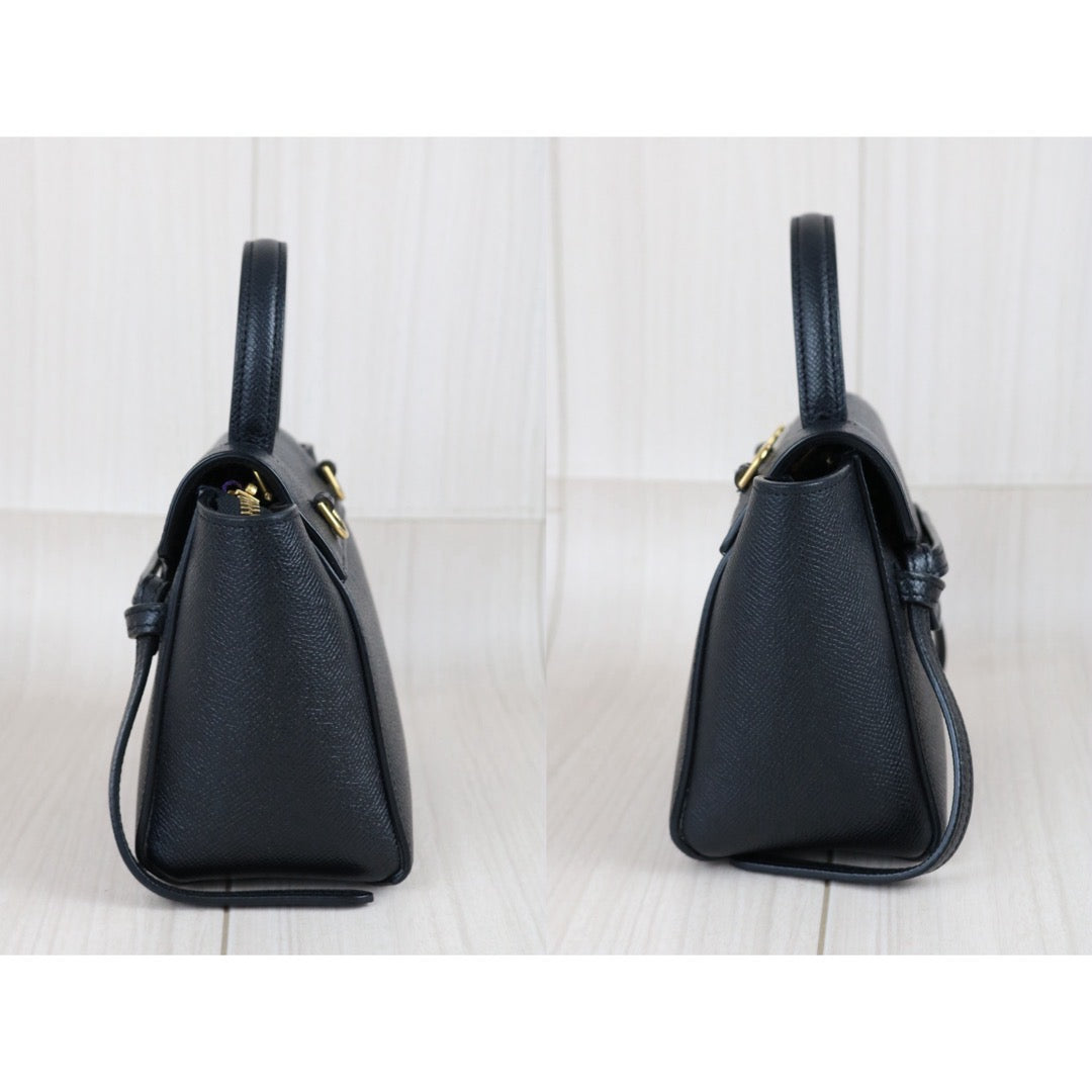 Include Entrupy Certificate of Authenticity｜Good ( Rank AB)｜CELINE Calf Leather  Belt Nano Handbag Shoulder Bag Black｜X26072549
