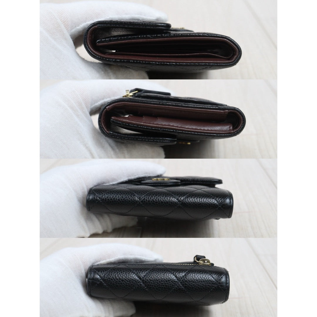 Very Good ( Rank A)｜Chanel Caviar Skin Black Wallet Made In 2021-2022 Year ｜25093006