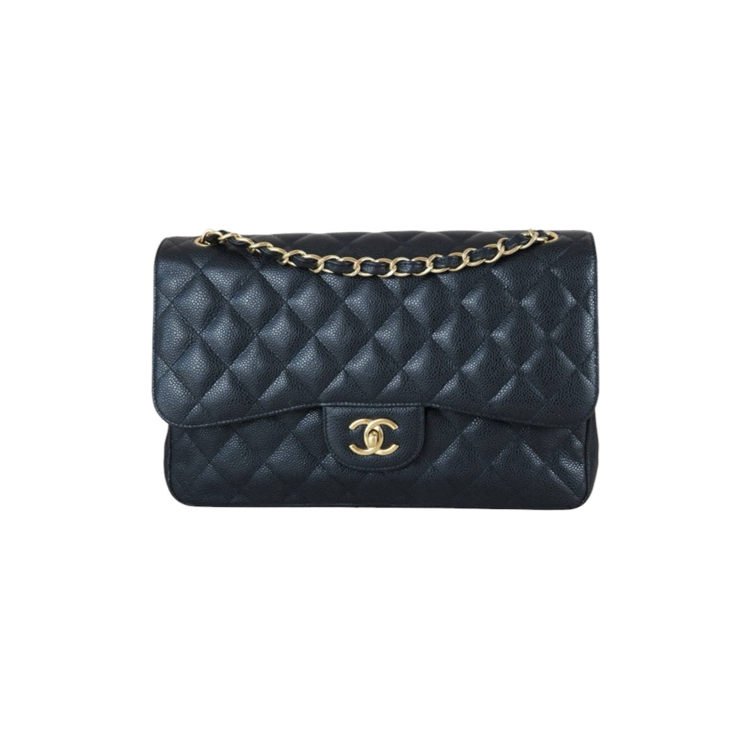 Very Good ( Rank A)｜Full Set CHANEL Matrasse Chain Caviar Skin Jumbo Black  Made In 2010-2011 Year｜S25121105