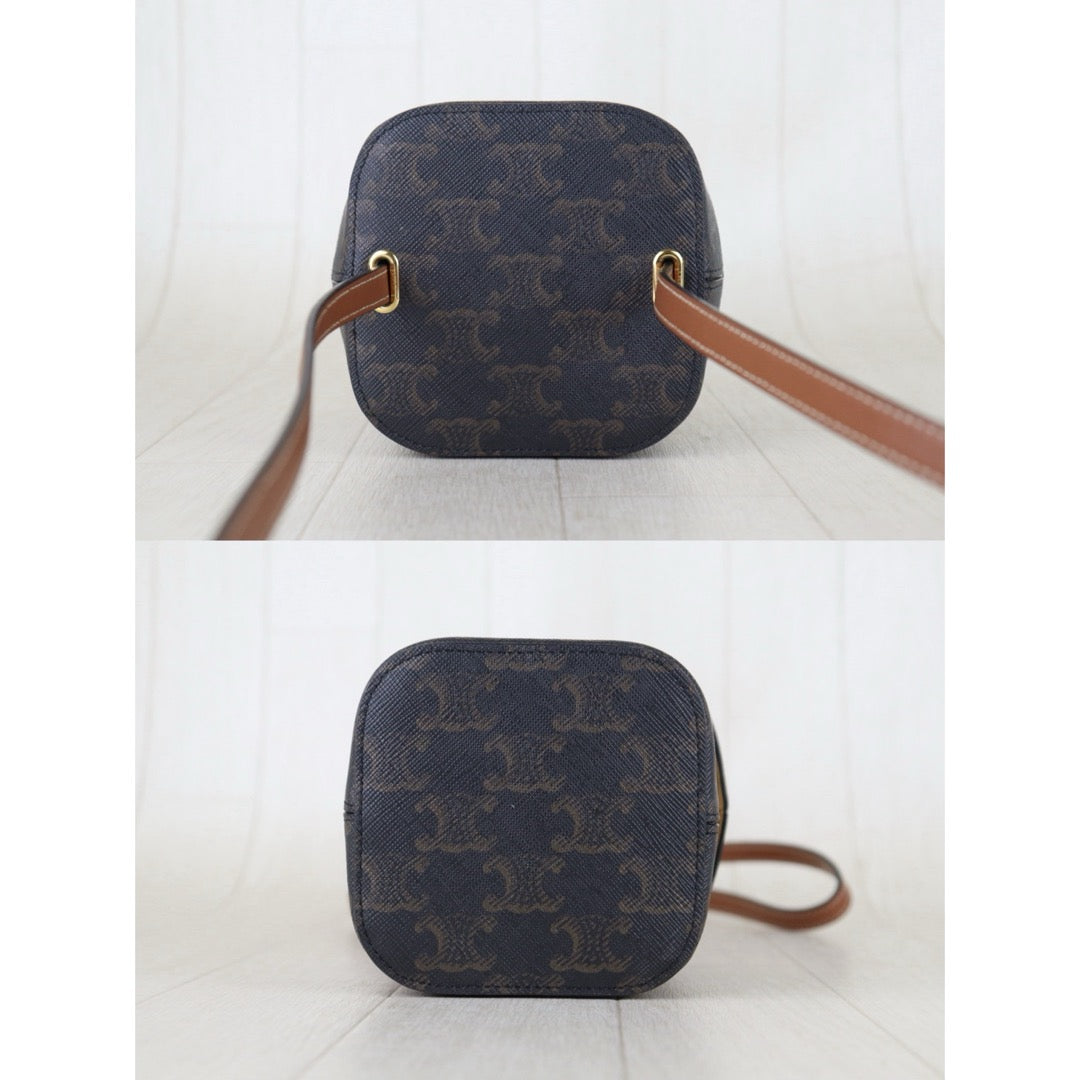 Include Entrupy Certificate of Authenticity｜Very Good ( Rank A)｜ CELINE Macadam Box Triomphe Shoulder Bag ｜S26071504