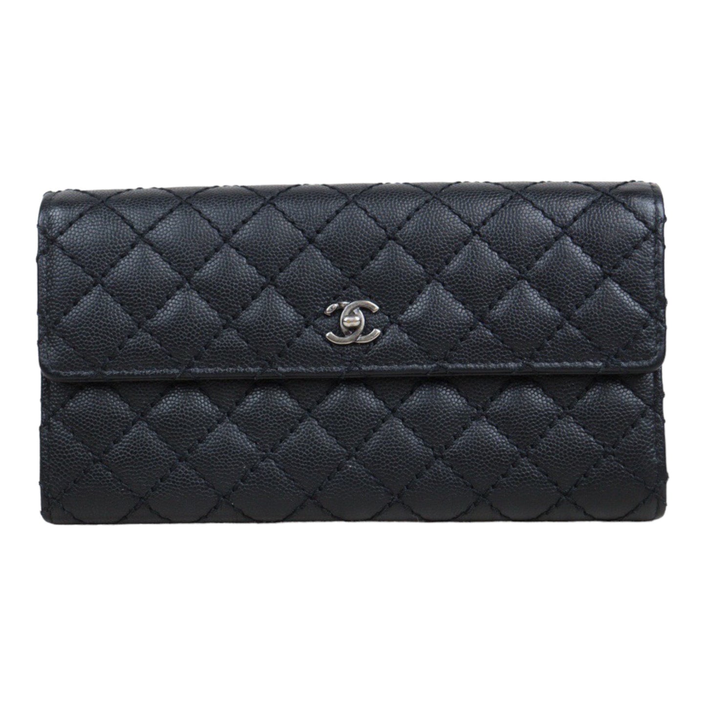 Rank A ｜Chanel Caviar Skin Black Long Wallet Made In 2015-2016 Year｜23112804