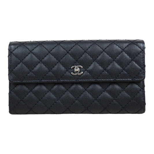 Rank A ｜Chanel Caviar Skin Black Long Wallet Made In 2015-2016 Year｜23112804