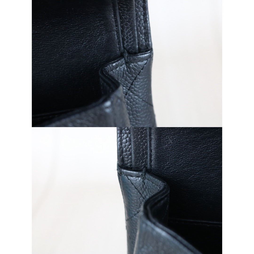 Good ( Rank AB)｜ CHANEL Caviar Skin Matrasse Double Flap 25 Shoulder Bag Black Made In 2009-2010 Year  ｜S25112907