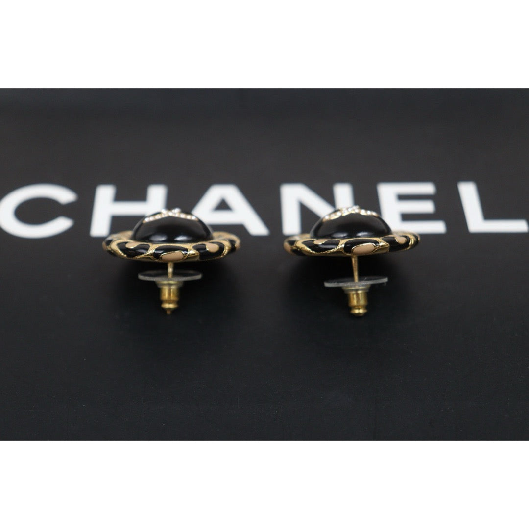 Very Good ( Rank A) ｜ CHANEL A22P Coco Mark  Rhinestone Golden  Earrings Made In 2022Year｜26020604