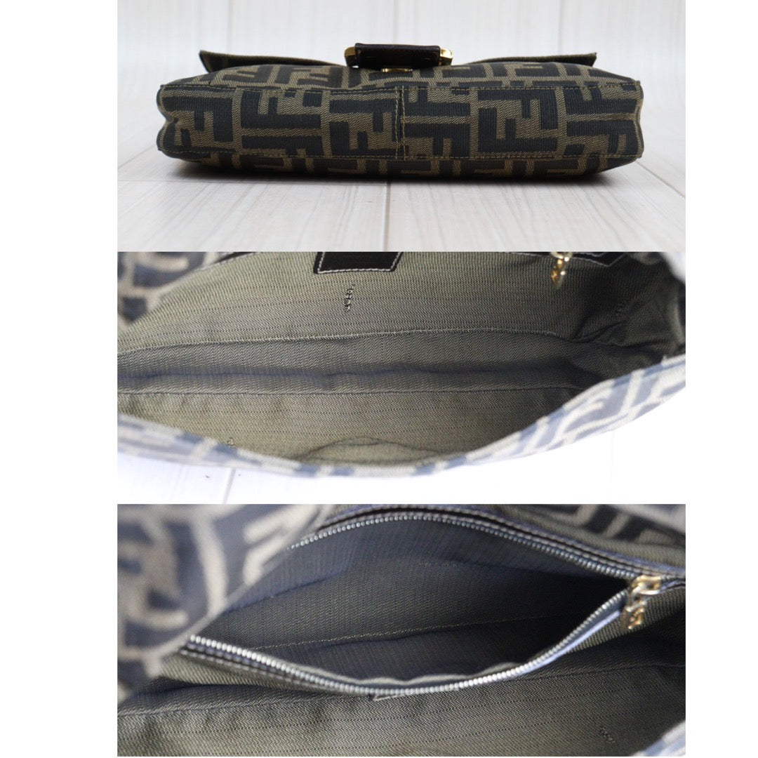 Rank A｜ FENDI Zucca Mamma Baguette Shoulder Bag Gold Hardware｜24030108