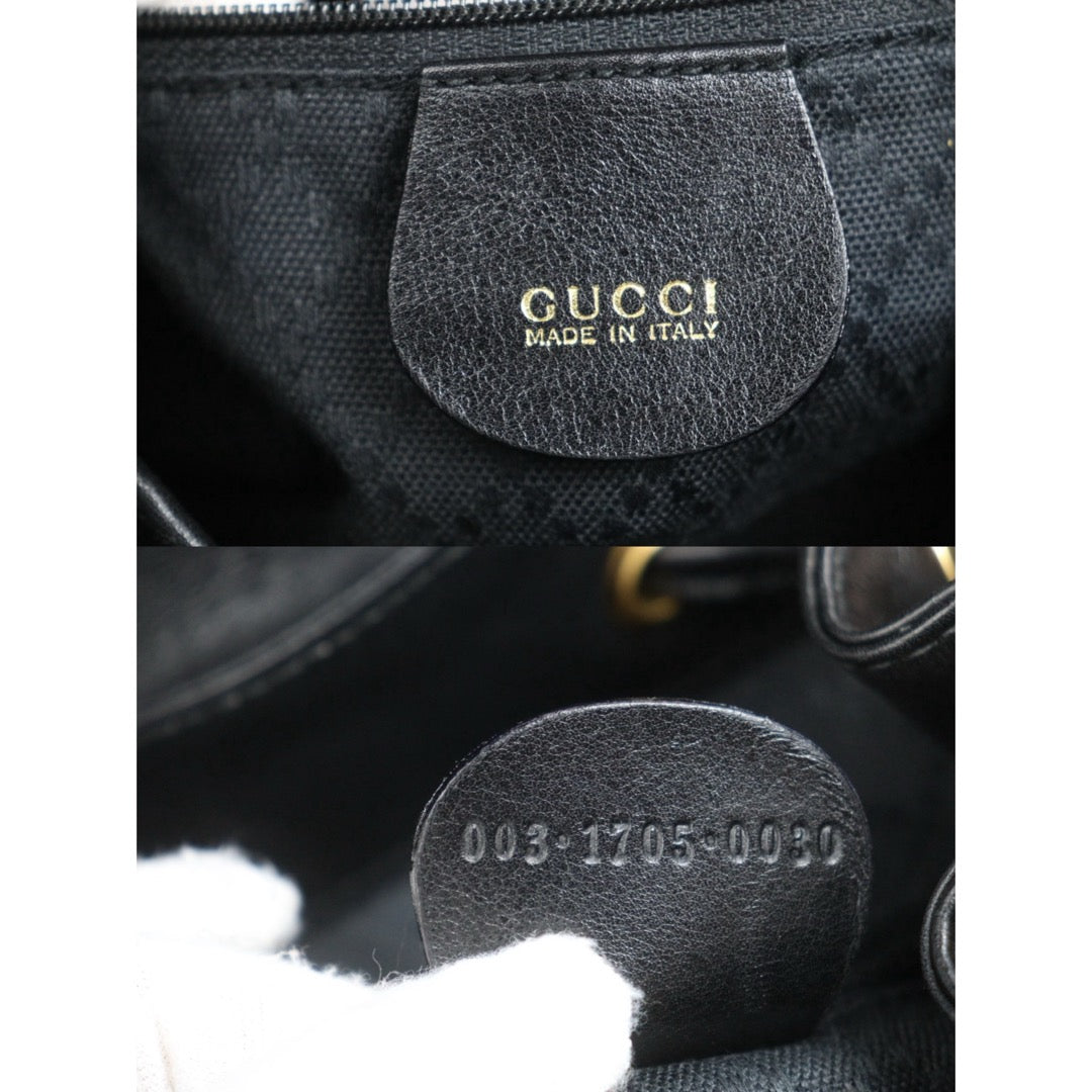 Include Entrupy Certificate of Authenticity｜Good ( Rank AB)｜  GUCCI Bamboo Calf Leather Black Backpack｜26092204