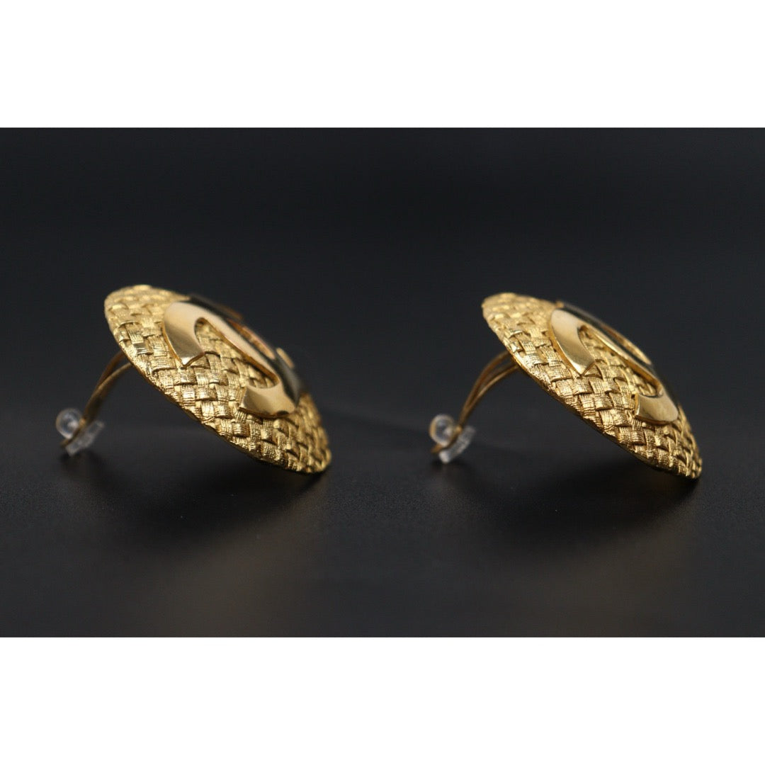 Very Good ( Rank A) ｜ CHANEL Coco Mark  Weave Gold Earrings Made In 1992Year ｜25111004