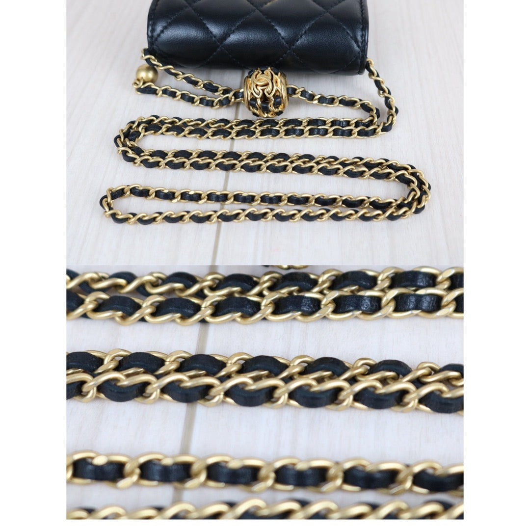 Include Entrupy Certificate of Authenticity｜Very Good（Rank A）｜CHANEL Lambskin Leather Matrasse Chain Mini Bag ｜S26070601