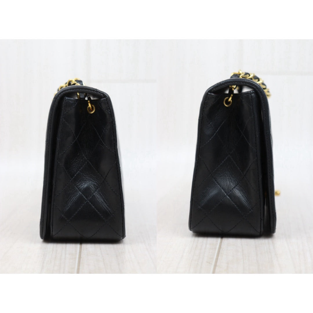 Very Good ( Rank A)｜ CHANEL Matrasse Lamb Skin Chain Bag Black Made in 1989-1991 Year｜P25051610