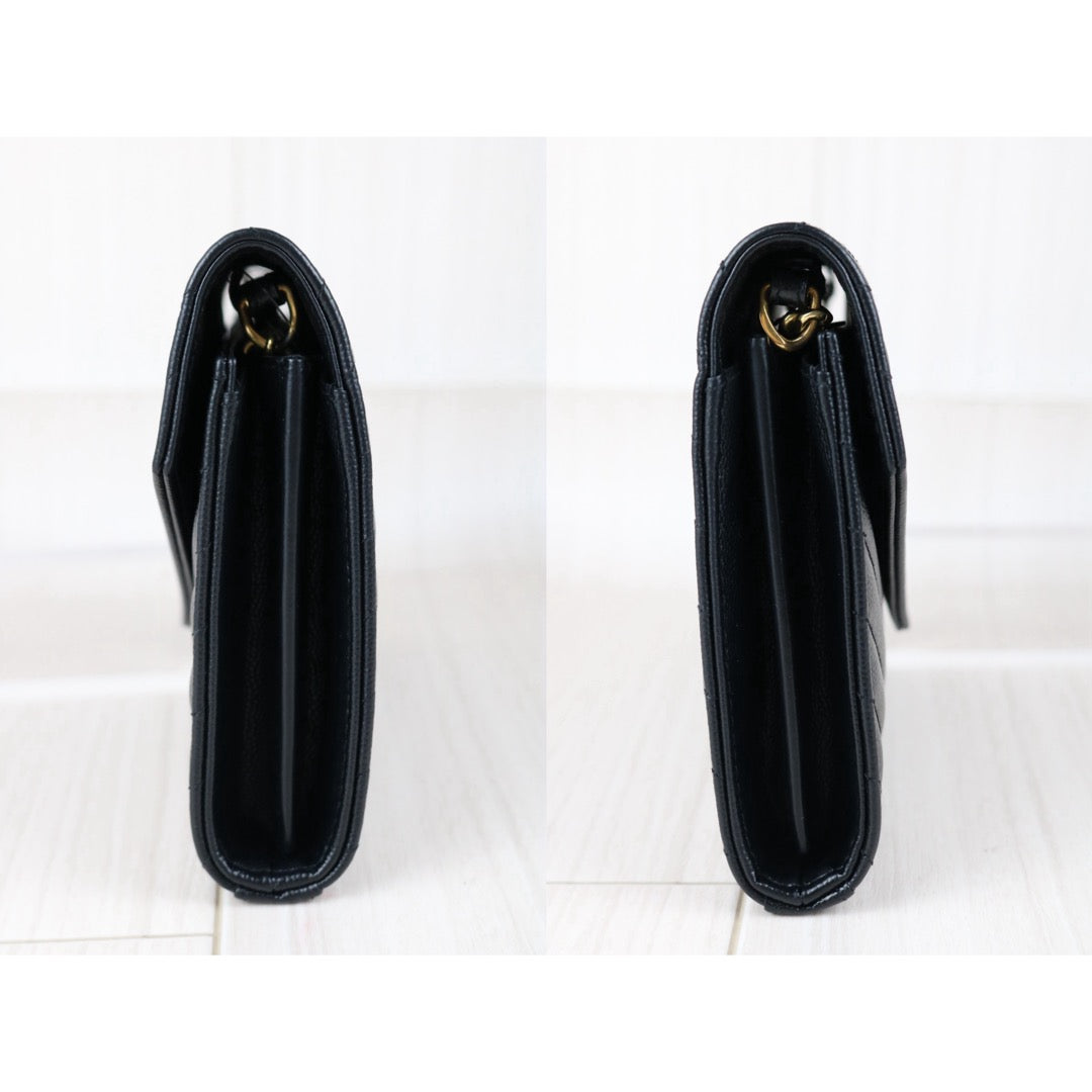Include Entrupy Certificate of Authenticity｜Very Good ( Rank A)｜  Saint Laurent YSL Caviar Skin Shoulder Bag Black MM｜S26052501