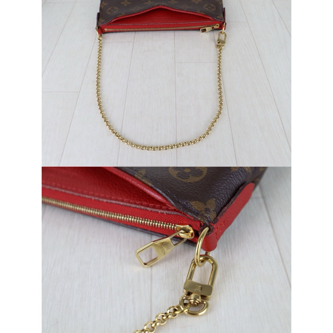 Include Entrupy Certificate of Authenticity｜Very Good ( Rank A)｜ Louis Vuitton Monogram  Mini Pallas Cluth With Shoulder Bag Red｜S26060130