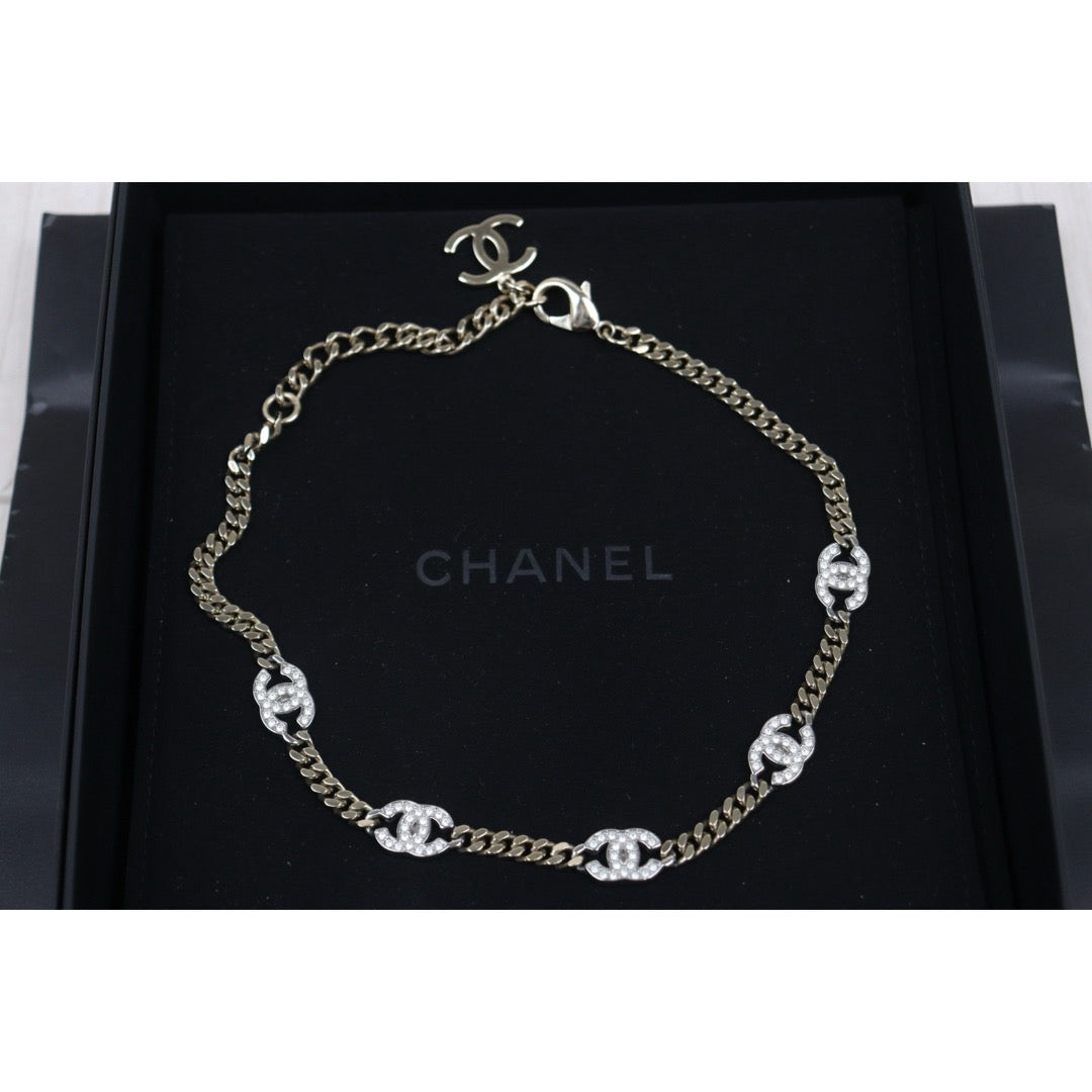 Very Good ( Rank A) ｜CHANEL COCO Mark Rhinestone Chocker Necklace｜V25060515