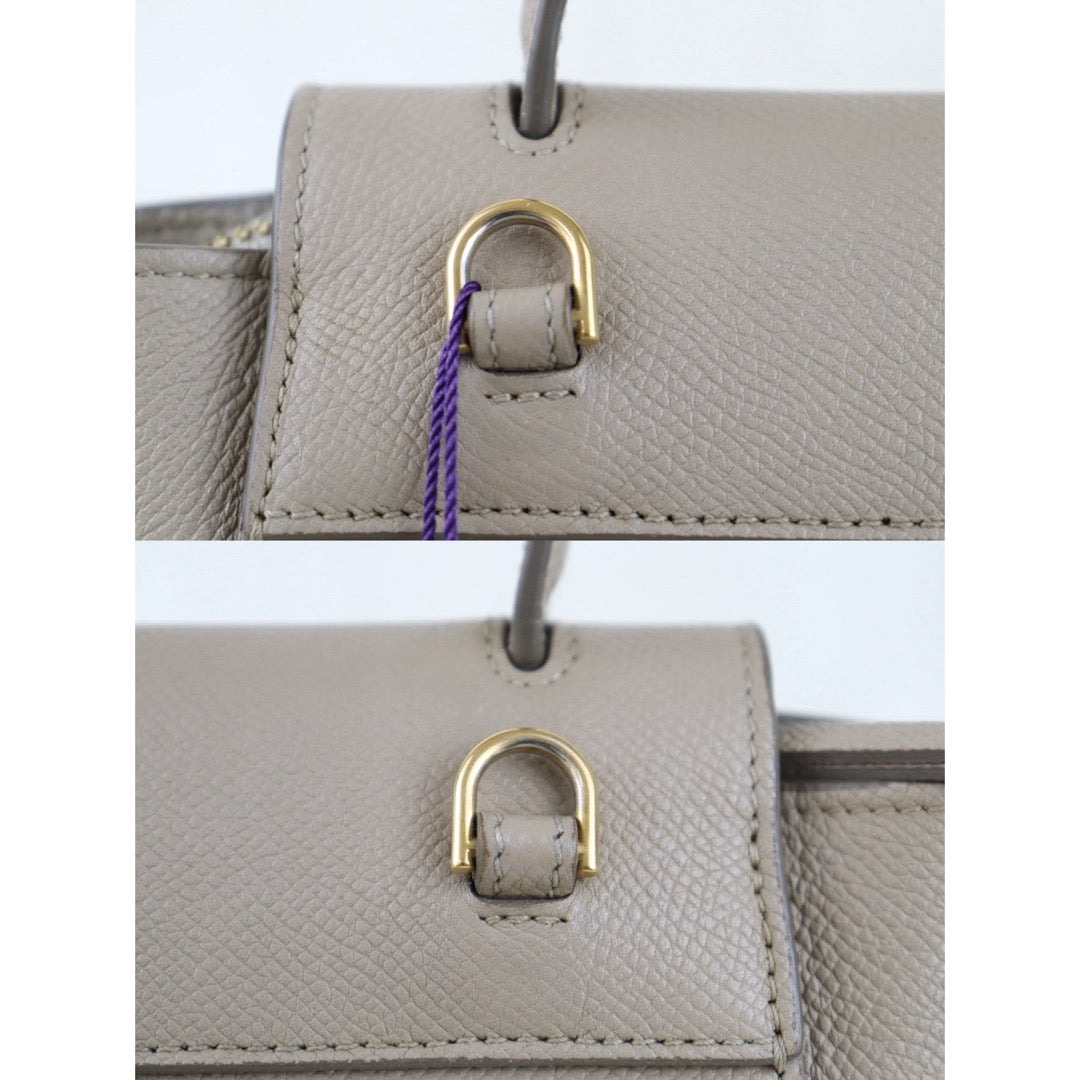 Include Entrupy Certificate of Authenticity｜Very Good ( Rank A)｜CELINE Calf Leather Belt Pico Handbag Shoulder Bag Beige｜S26030833