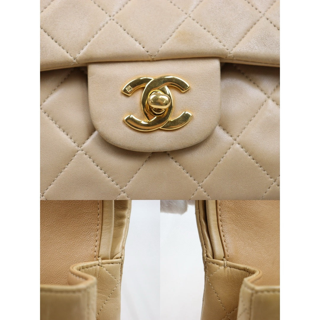 Good ( Rank AB)｜ CHANEL  Lamb Skin Beige Double Flap 25 Shoulder Bag Made in 1997-1999 Year ｜P25012204