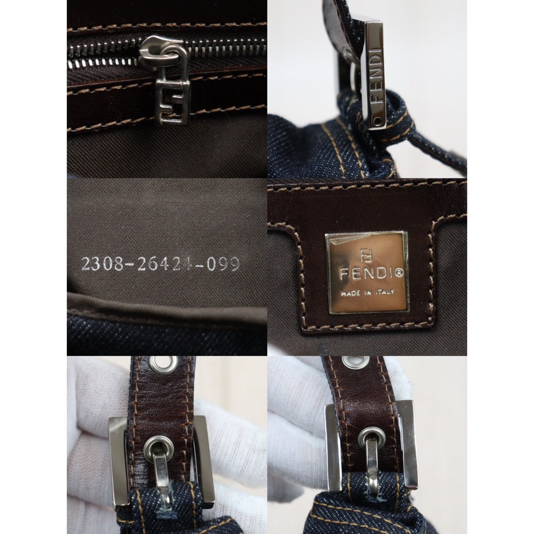 Rank AB ｜  FENDI Denim Baguette Shoulder Bag  ｜24040911