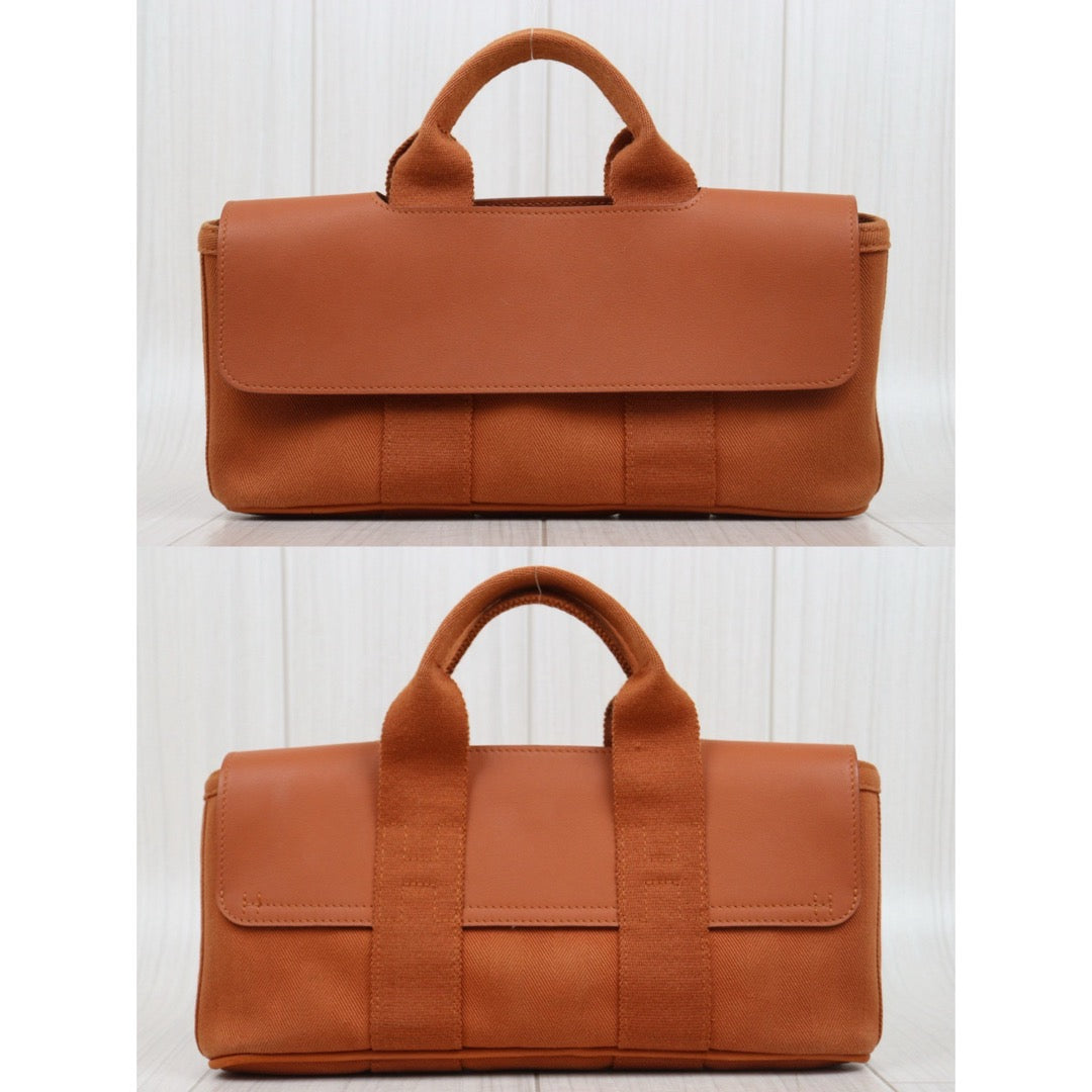 Good ( Rank AB)｜ HERMES Valparaiso Canvas Orange HandBag With Pouch｜P25082714