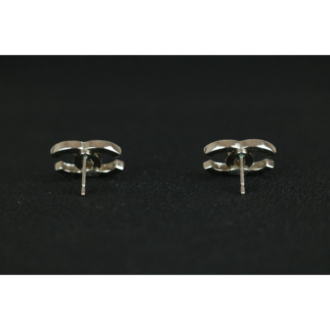 Very Good ( Rank A) ｜ CHANEL Coco Mark Silver Rhinestone Earrings Made In 2015Year ｜S25121109