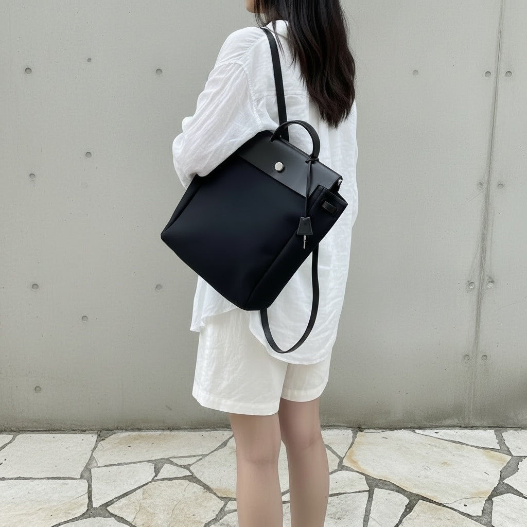 Include Entrupy Certificate of Authenticity｜Good ( Rank AB)｜ HERMES Black Herbag A Dos Zip Retoume Backbag □G Stamp Made in 2003Year｜Y26051527