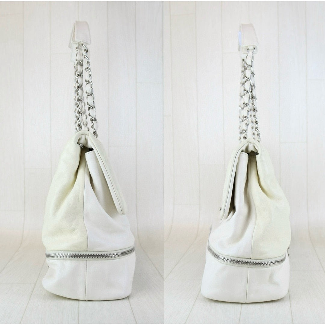 Very Good ( Rank A)｜ CHANEL  Lamb Skin Pearl White  Single Flap Shoulder Bag  Made In 2008～2009Year ｜S24102814