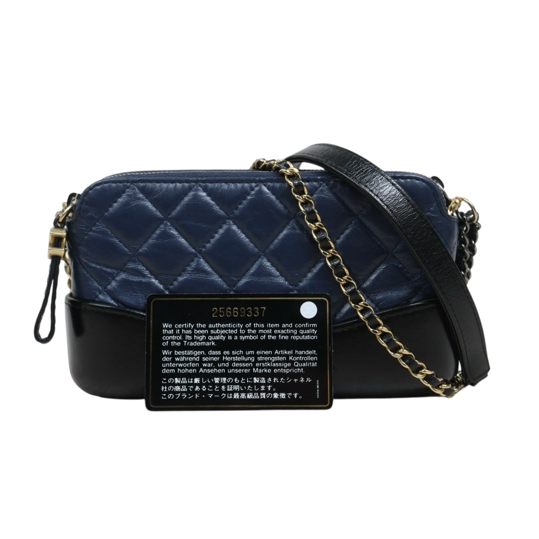 Include Entrupy Certificate of Authenticity｜Very Good ( Rank A)｜CHANEL Mini Gabrielle Aged Calfskin Shoulder Bag Dark Blue Made in 2018Year｜S26060610