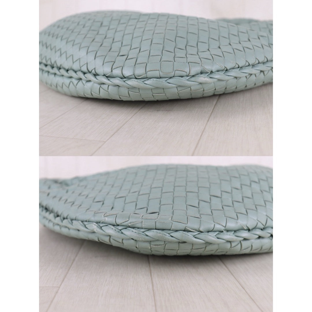 Include Entrupy Certificate of Authenticity｜Good ( Rank AB)｜ Bottega Veneta Lamb Skin Braid Shoulder Bag Glacier｜S26073106