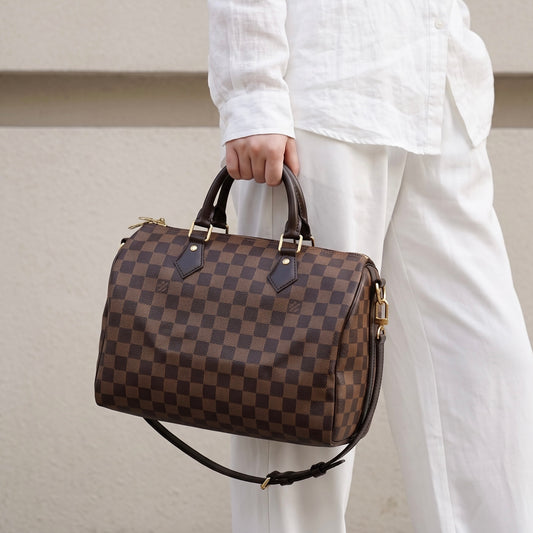 Include Entrupy Certificate of Authenticity｜Very Good ( Rank A) ｜ Louis Vuitton Damier Speedy 30 Hand Bag With Shoulder Strap｜S26072542