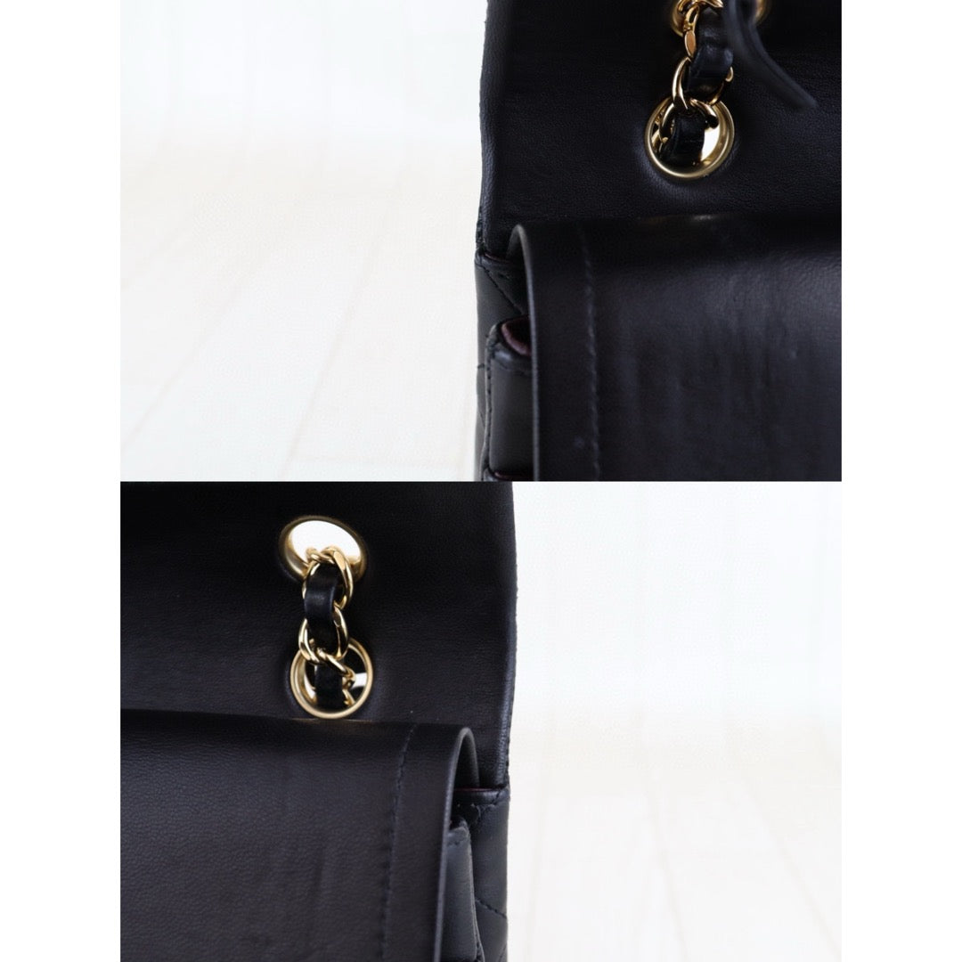 Very Good ( Rank A) ｜ CHANEL  Lamb Skin Black Double Flap 25 Medium Shoulder Bag Made in 2011 Year ｜H25011318