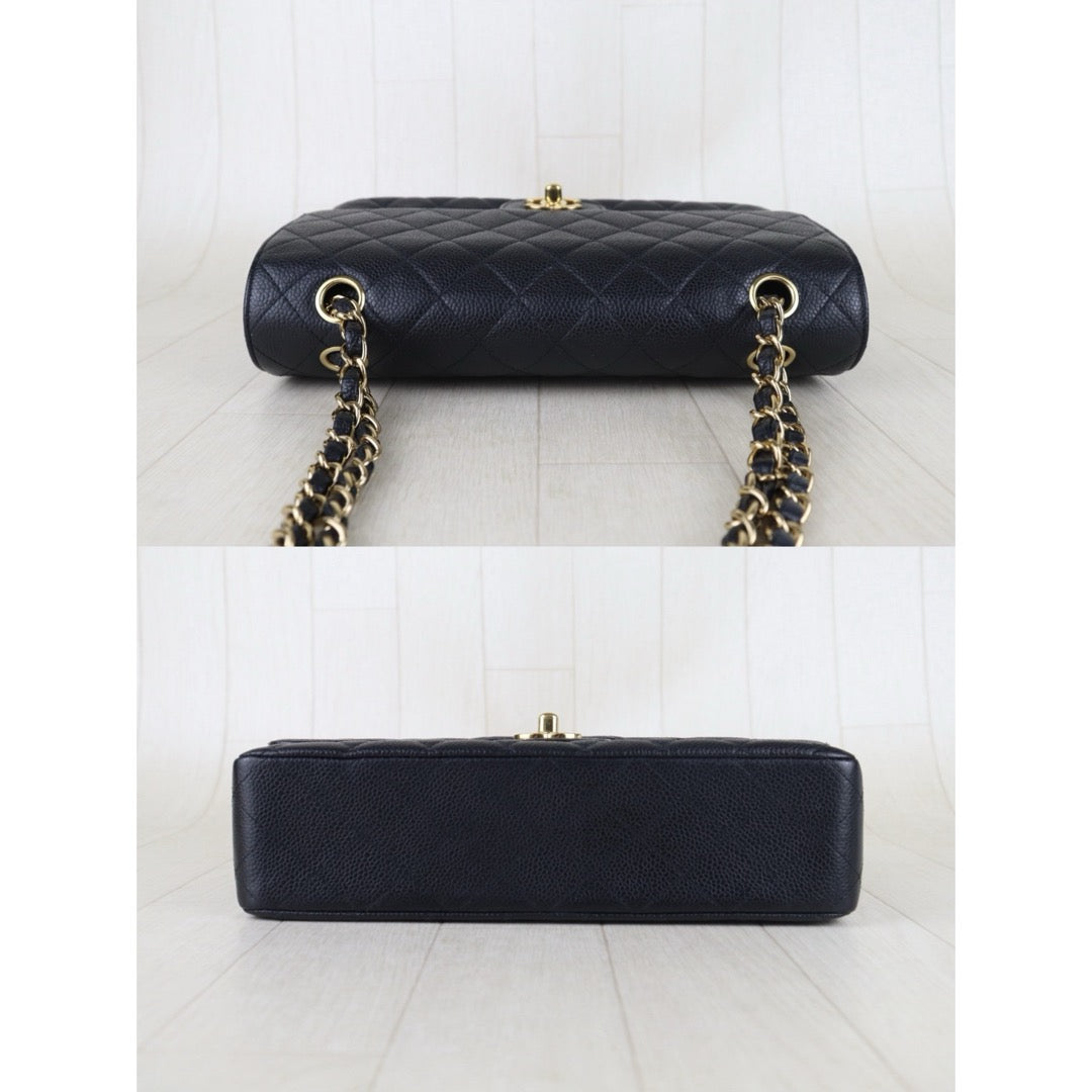 Include Entrupy Certificate of Authenticity｜Very Good ( Rank A)｜ CHANEL Caviar Skin Matrasse Chain Double Flap 25 Shoulder Bag Black Made In 2010-2011Year  ｜S26060202