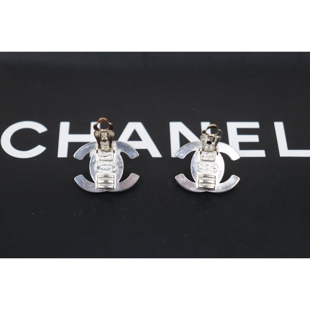 Good ( Rank AB) ｜CHANEL Vintage Silver Plating Earrings Made In 1996 Year PM｜25120807