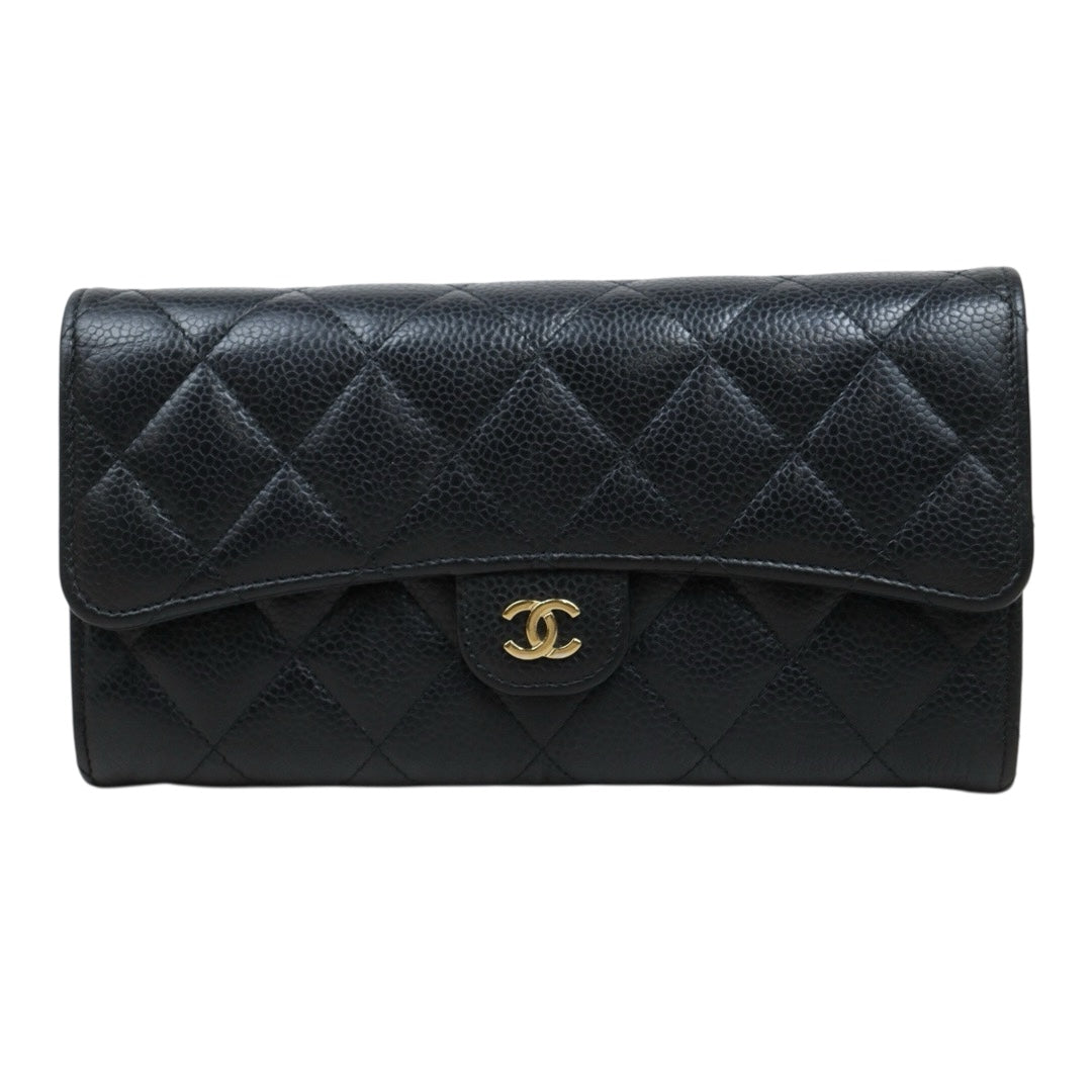 Good ( Rank AB) ｜CHANEL Caviar Skin Black Long Wallet Made In 2019-2020Year｜25112107