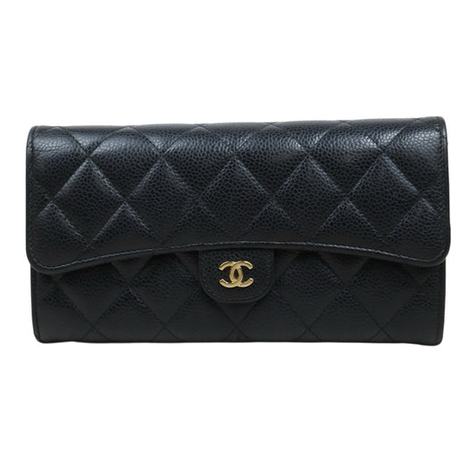 Good ( Rank AB) ｜CHANEL Caviar Skin Black Long Wallet Made In 2019-2020Year｜25112107