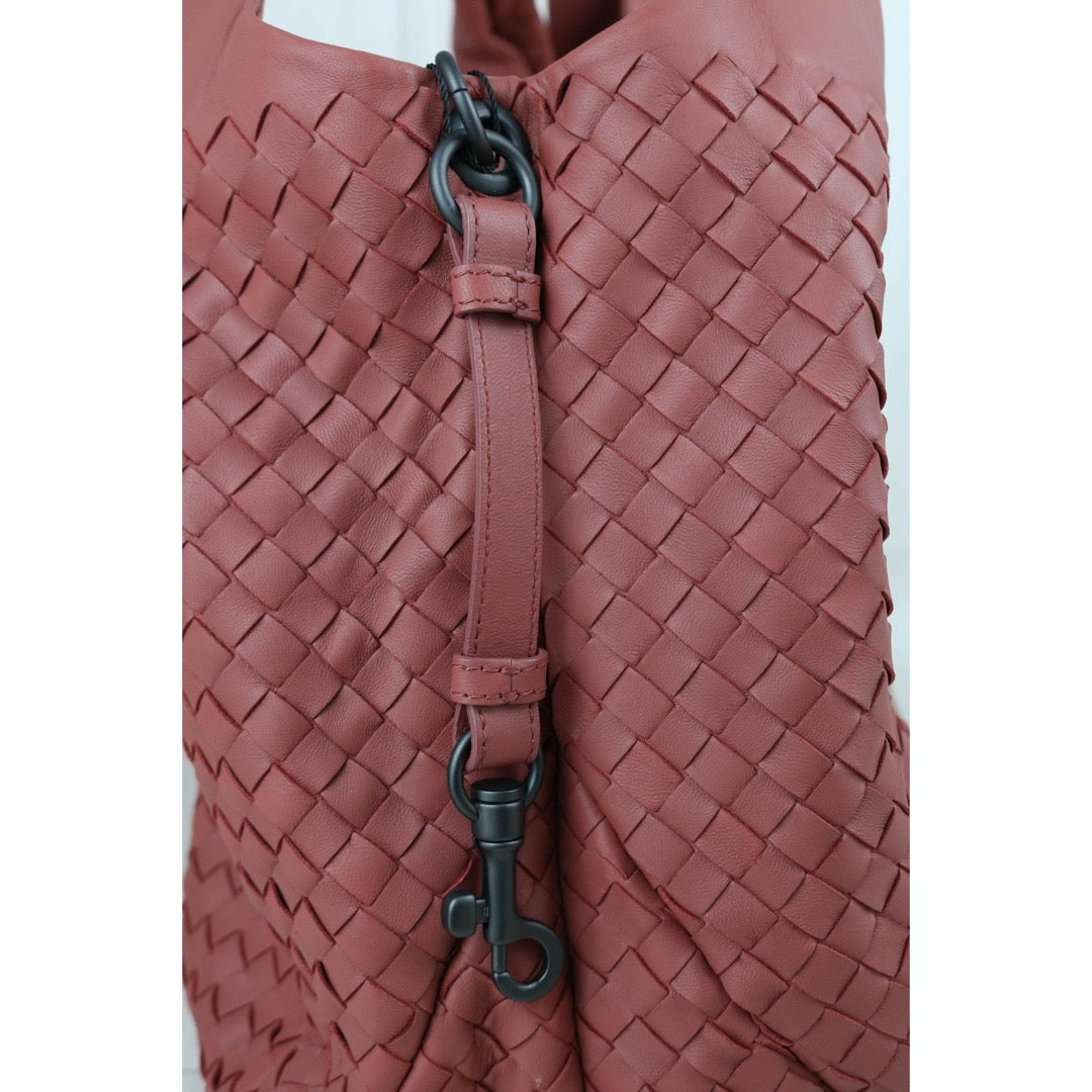 Include Entrupy Certificate of Authenticity｜Very Good ( Rank A)｜ Bottega Veneta Lamb Skin Intrecciato Campana Shoulder Bag  Dusty Rose｜X26091002