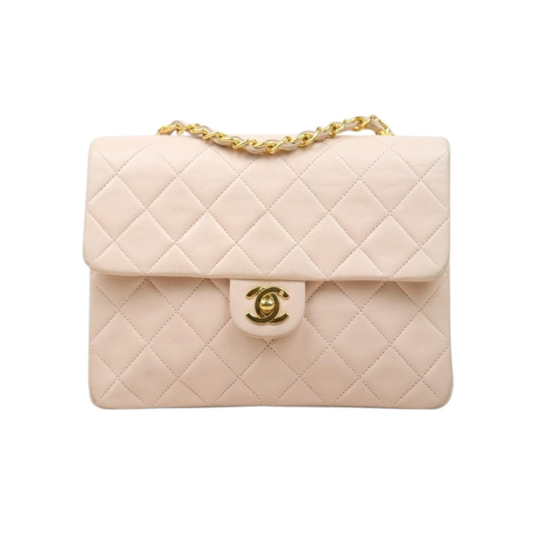 Good ( Rank AB)｜ CHANEL lambskin Square 20 Shoulder Bag Cherry Pink Made In 1991～1994Year ｜P24122008