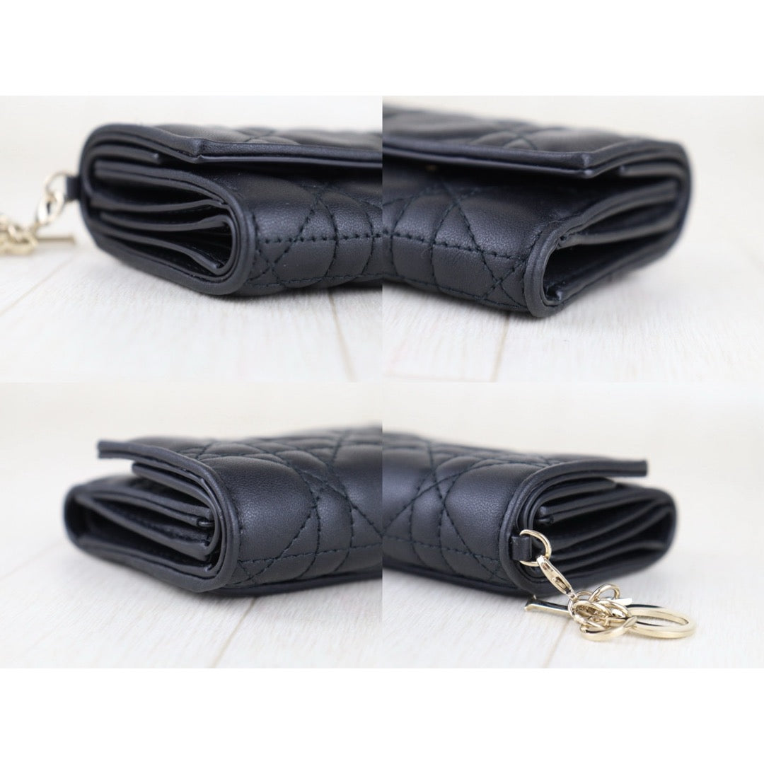 Very Good ( Rank A)｜ Dior Lamb Skin Black Wallet｜S25100503