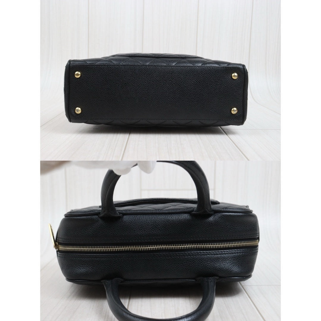Include Entrupy Certificate of Authenticity｜Good ( Rank AB) ｜CHANEL Caviar Skin Calf Leather Bowling HanBag Made in 2004-2005 Year｜26091002