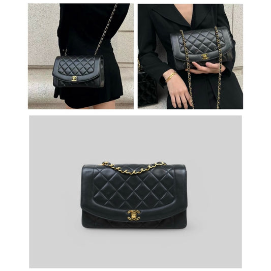 Good ( Rank AB)｜ CHANEL Matrasse Diana 25 Lamb Skin  Chain Bag Made in 1991-1994 Year｜P25031406