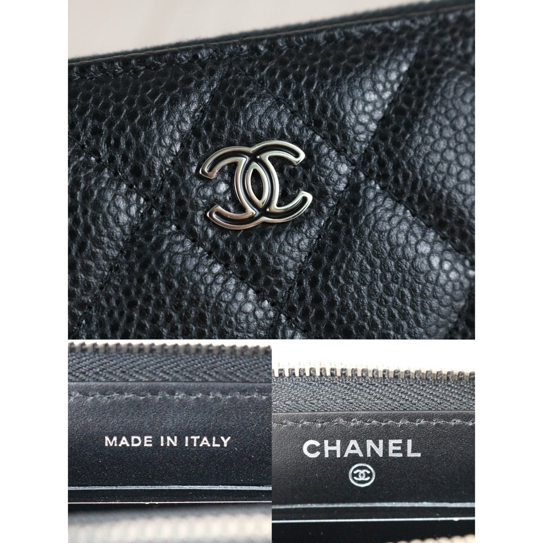 Excellent（Rank SA）｜Chanel Caviar Skin Black Long  Wallet Made In 2014-2015Year ｜X25070608