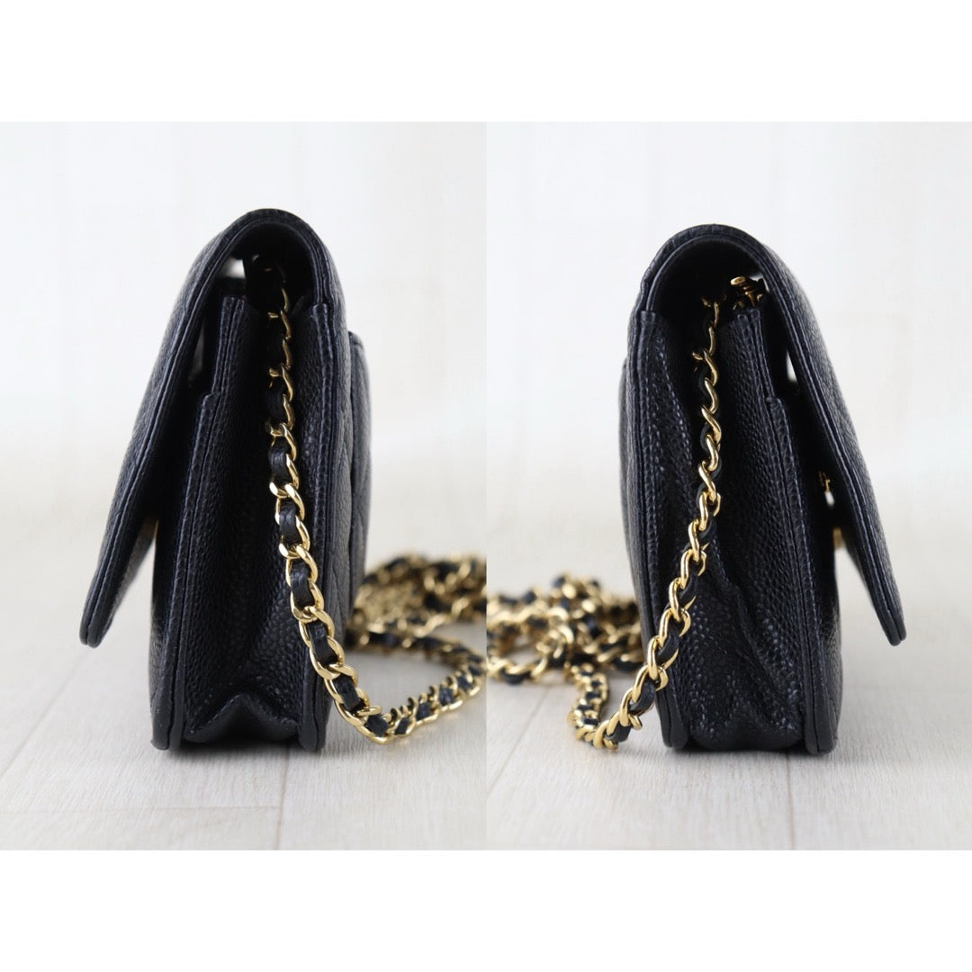 Include Entrupy Certificate of Authenticity｜Very Good ( Rank A)｜CHANEL Caviar Skin WOC Chain Bag Black Made In 2020-2021Year｜S26090402