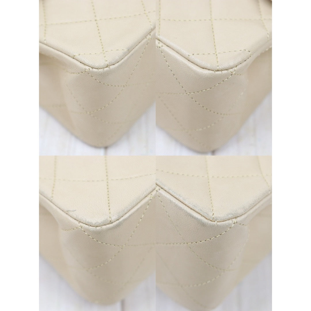 Good ( Rank AB)｜ CHANEL  Lamb Skin Beige Double Flap 25 Shoulder Bag Made in 1991-1994 Year ｜P24122006