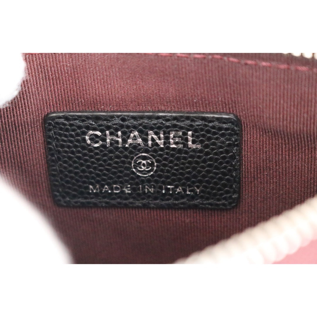 Good ( Rank AB)｜CHANEL Caviar Skin Calf Leather Card Holder Coin Purse Black Made In 2017Year｜X26030107