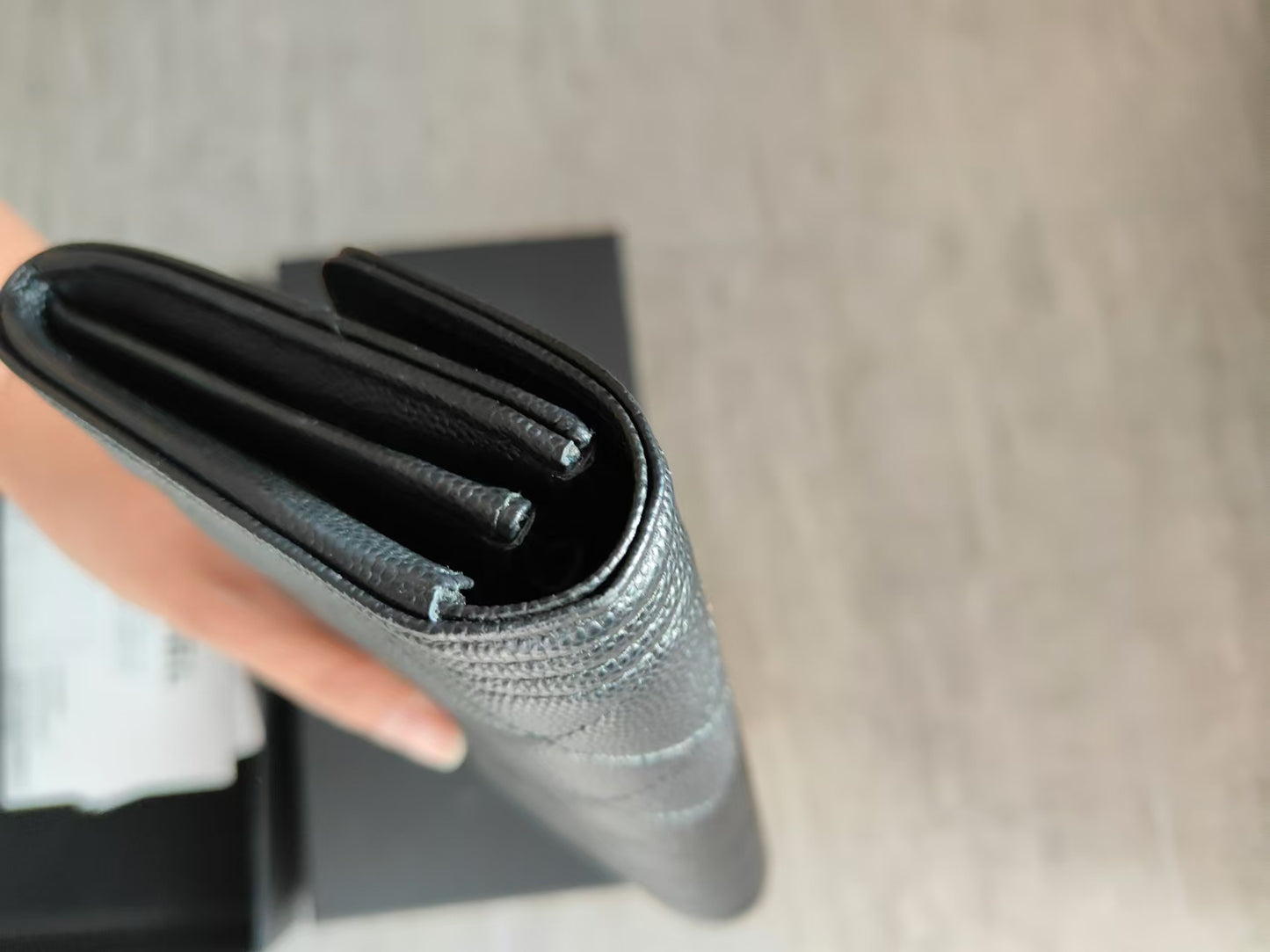 CHANEL Leboy Caviar Skin Black Long Wallet with entrupy