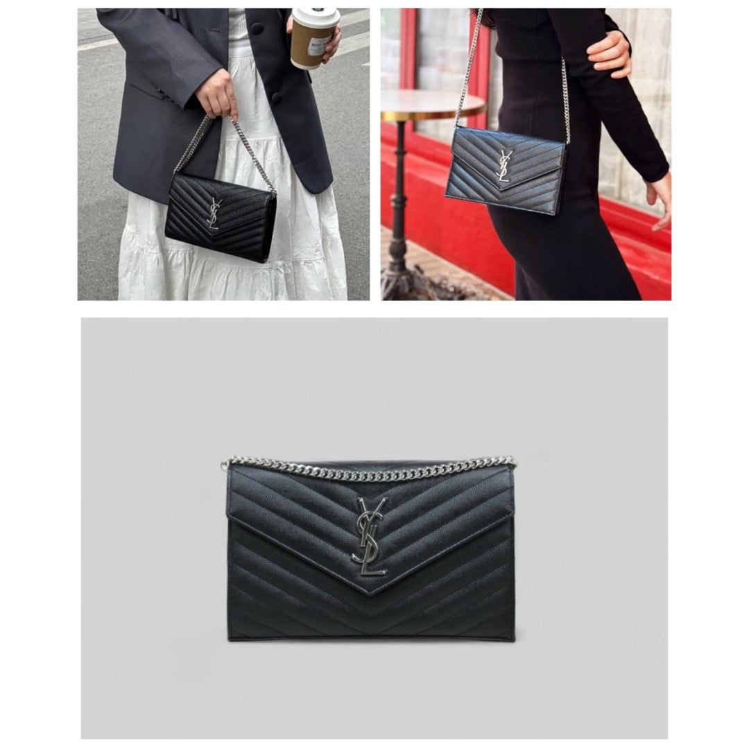 Very Good ( Rank A)｜  Saint Laurent YSL Caviar Skin Shoulder Bag Black｜W25051602
