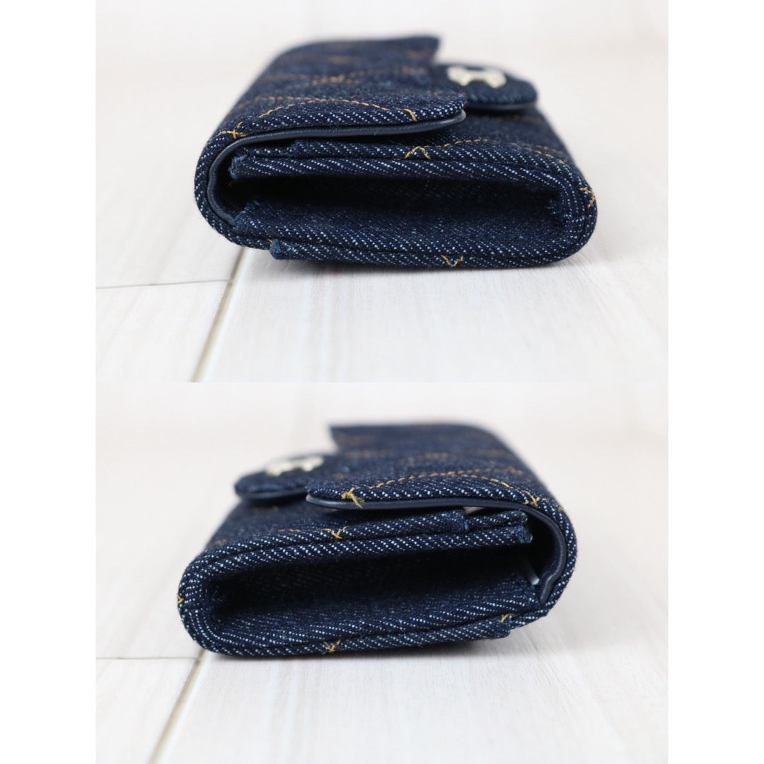 Include Entrupy Certificate of Authenticity｜Excellent（Rank SA）｜Full Set Chanel 26S Denim Classic Card Holder Dark Blue IC Chips Model｜X26041307