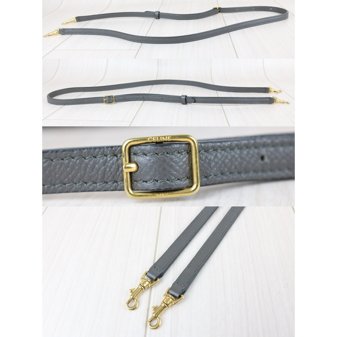 Include Entrupy Certificate of Authenticity｜Good ( Rank AB)｜CELINE Calf Leather  Belt Nano Handbag Shoulder Bag Gray｜S26041407
