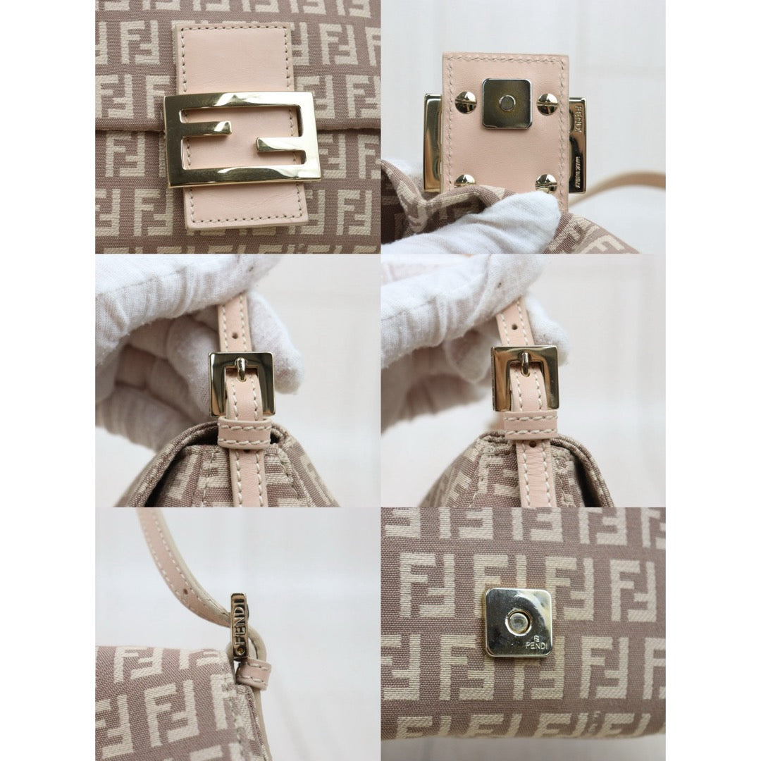 Very Good ( Rank A)｜ FENDI Zucca Mamma Baguette Shoulder Bag  Gold Hardware Pink｜25090506