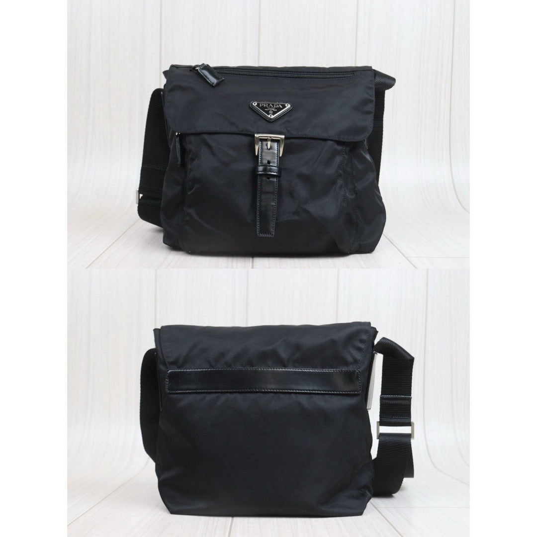 Include Entrupy Certificate of Authenticity｜Very Good ( Rank A) ｜Prada  Vela Nylon Black Shoulder Bag｜26091803