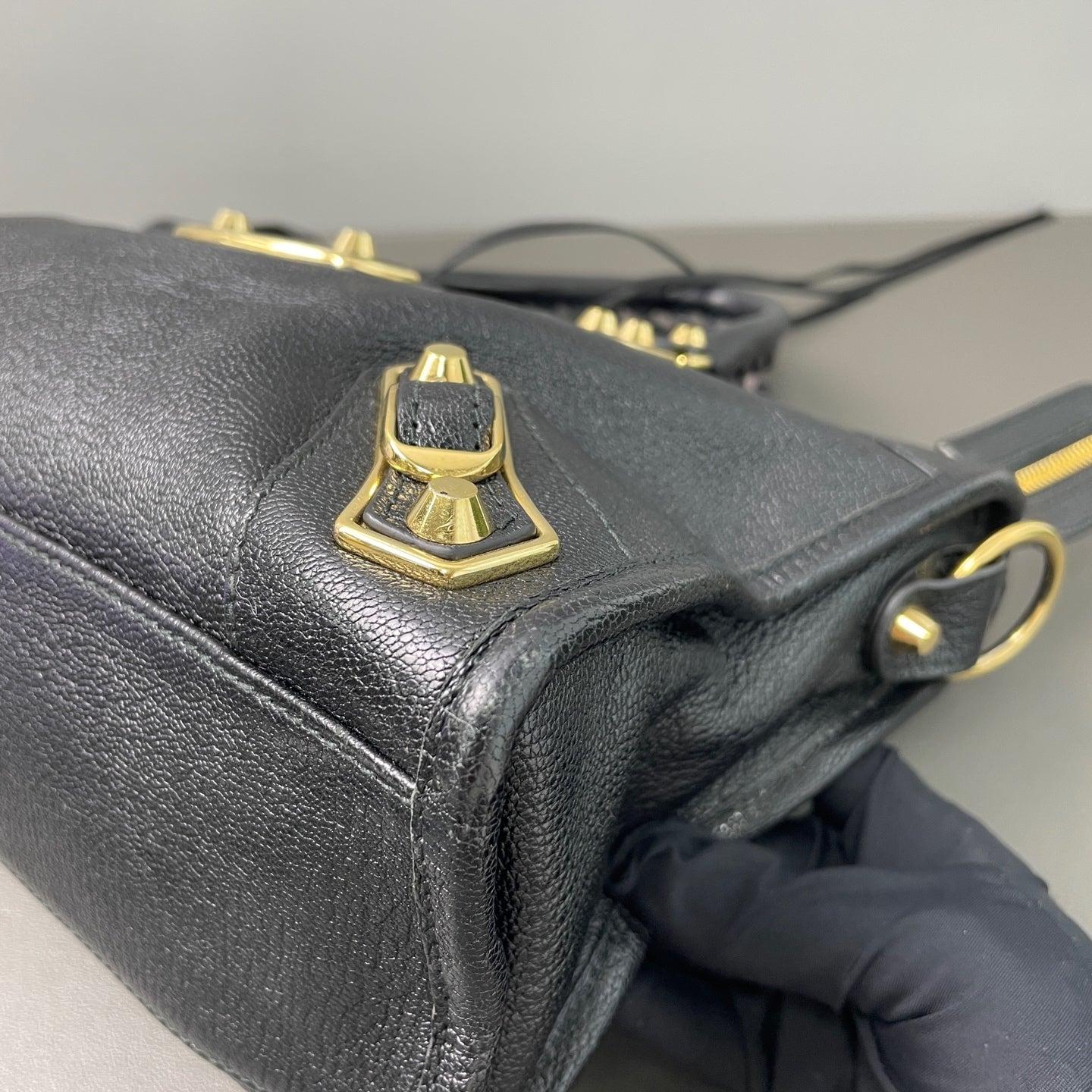 Very Good ( Rank A)｜Balenciaga Goatskin edge Mini Classic City Haze Black HandBag Shoulder Bag